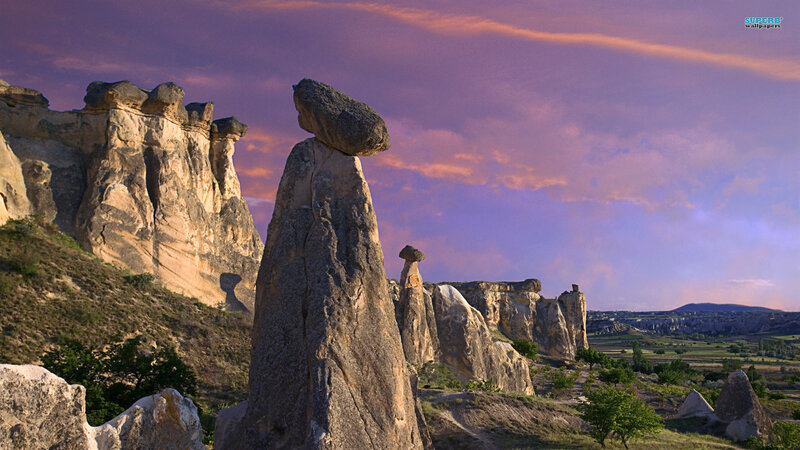 Rock Formations at Sunset — Purple, Dramatic, Photograph, Sky