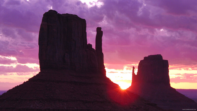 Rock Formations at Sunset — Purple, Dramatic, Photograph, Sun
