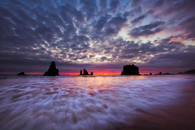 Rock Formations at Sunset — Purple, Dramatic, Photograph