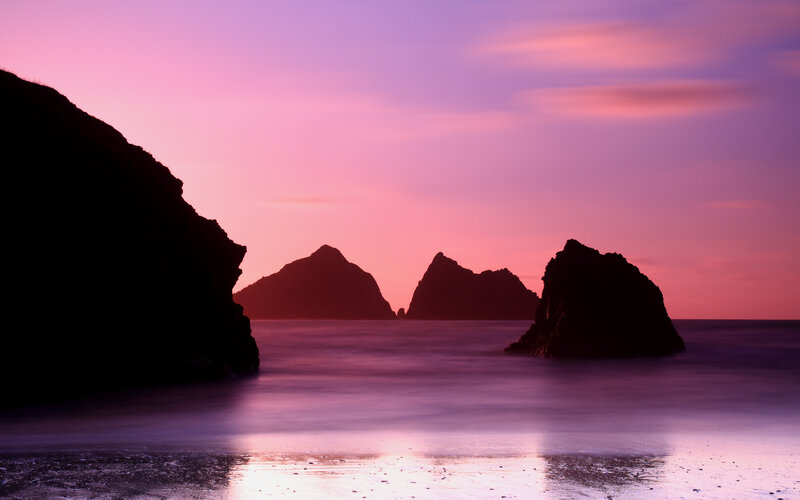 Rock Formations at Sunset — Purple, Serene, Photograph, Rocks