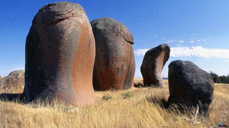 Rock formations in a field