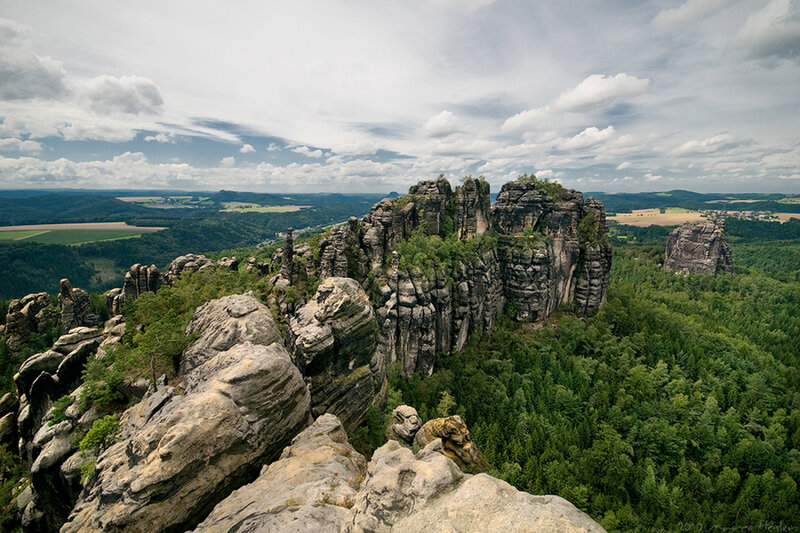 rock formations in a forest
