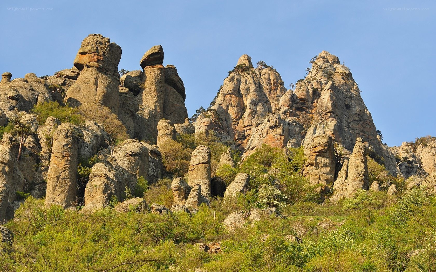 Rock formations in a mountain landscape