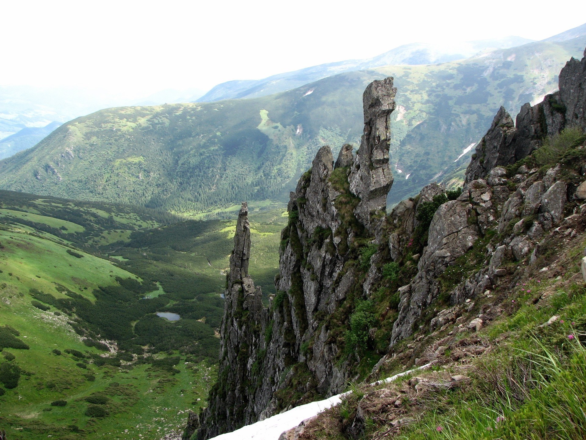 Rock formations in a mountain valley