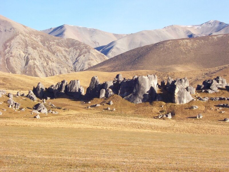 Rock formations in a mountain valley