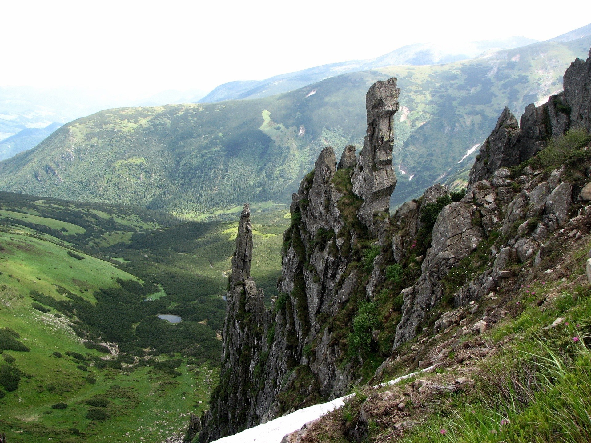 Rock formations in a mountain valley