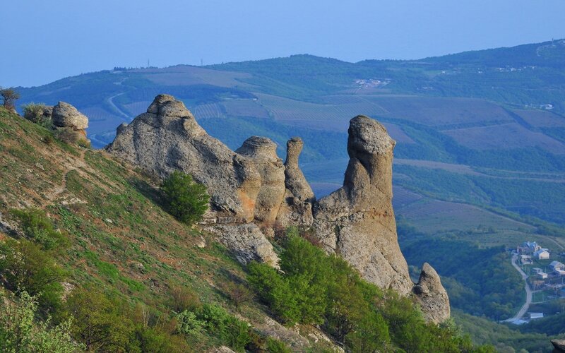 Rock formations in a valley