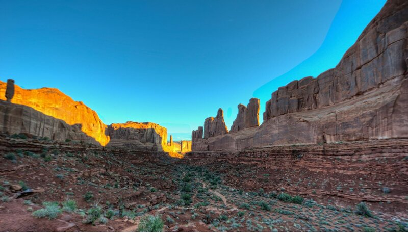Rock Formations in Canyon — Blue, Dramatic, Sunset