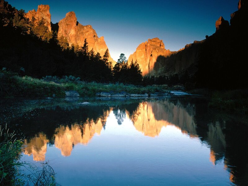 Rock Formations in Canyon — Blue, Serene, Sunset, Photograph