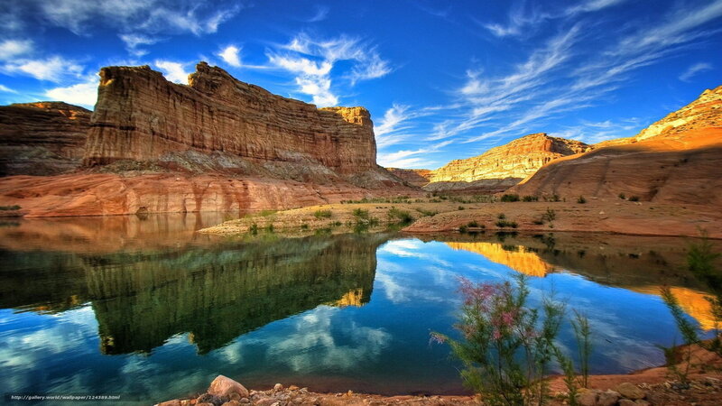 Rock Formations in Canyon — Blue