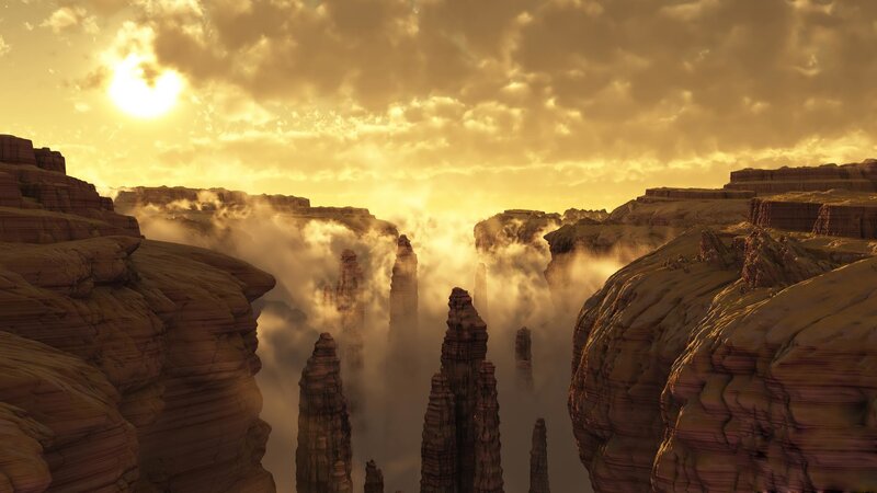 Rock Formations in Canyon — Gold