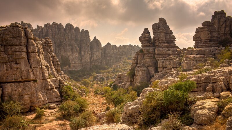 Rock Formations in Canyon — Gray