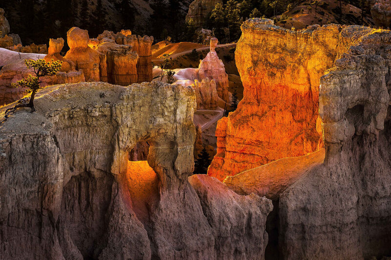 Rock Formations in Canyon — Orange, Dramatic, Sunset