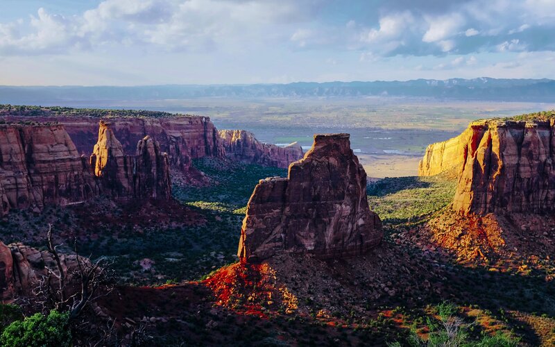 Rock Formations in Canyon — Red, Dramatic, Sunset, Photograph, Mountains