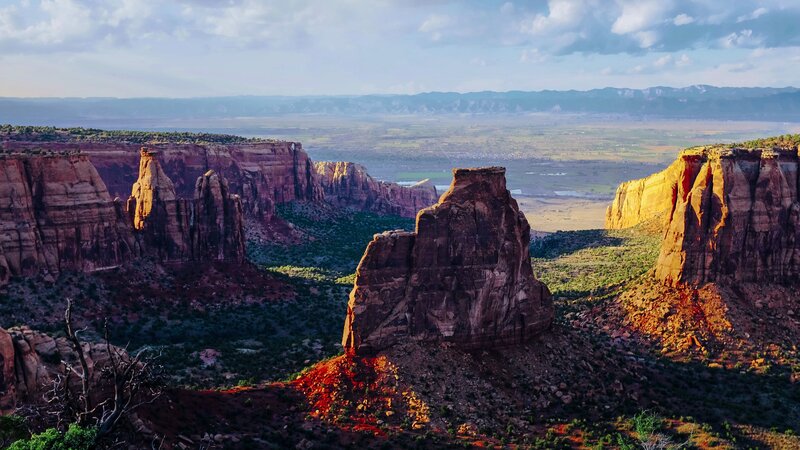 Rock Formations in Canyon — Red, Dramatic, Sunset, Photograph