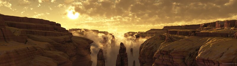 Rock Formations in Canyon — Yellow, Dramatic, Sunset
