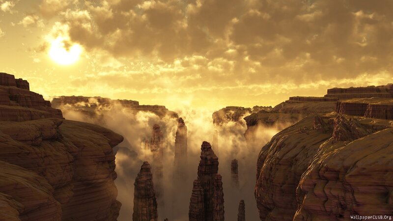 Rock Formations in Canyon — Yellow