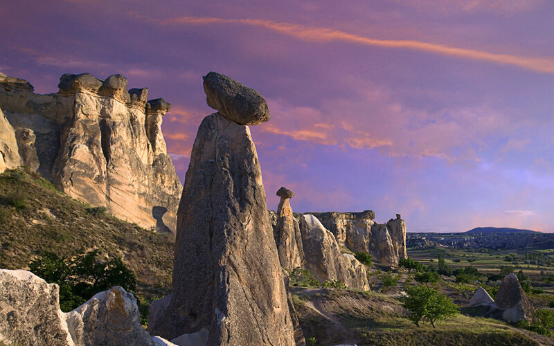 Rock Formations in Cappadocia — Purple, Dramatic