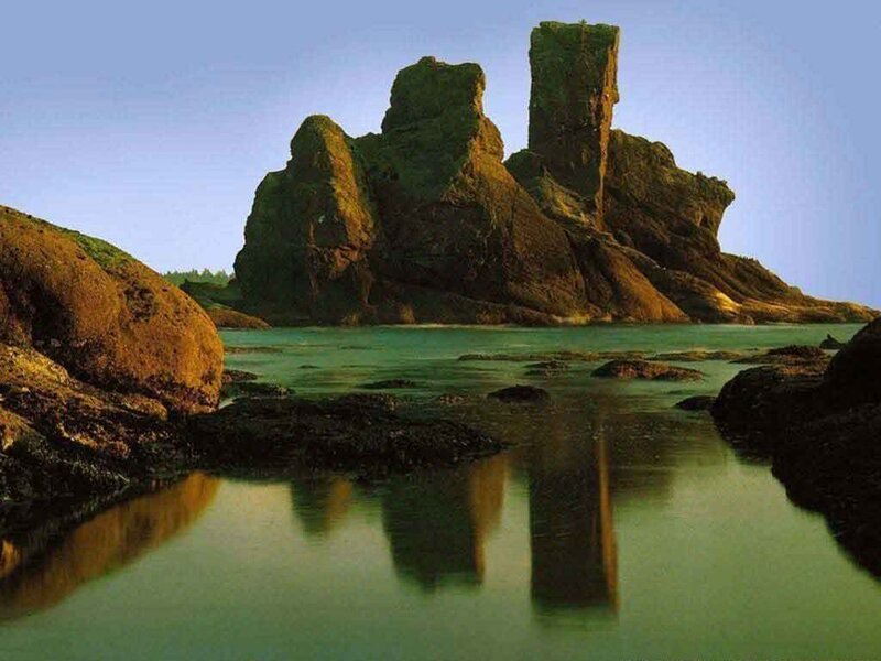 Rock formations in coastal waters