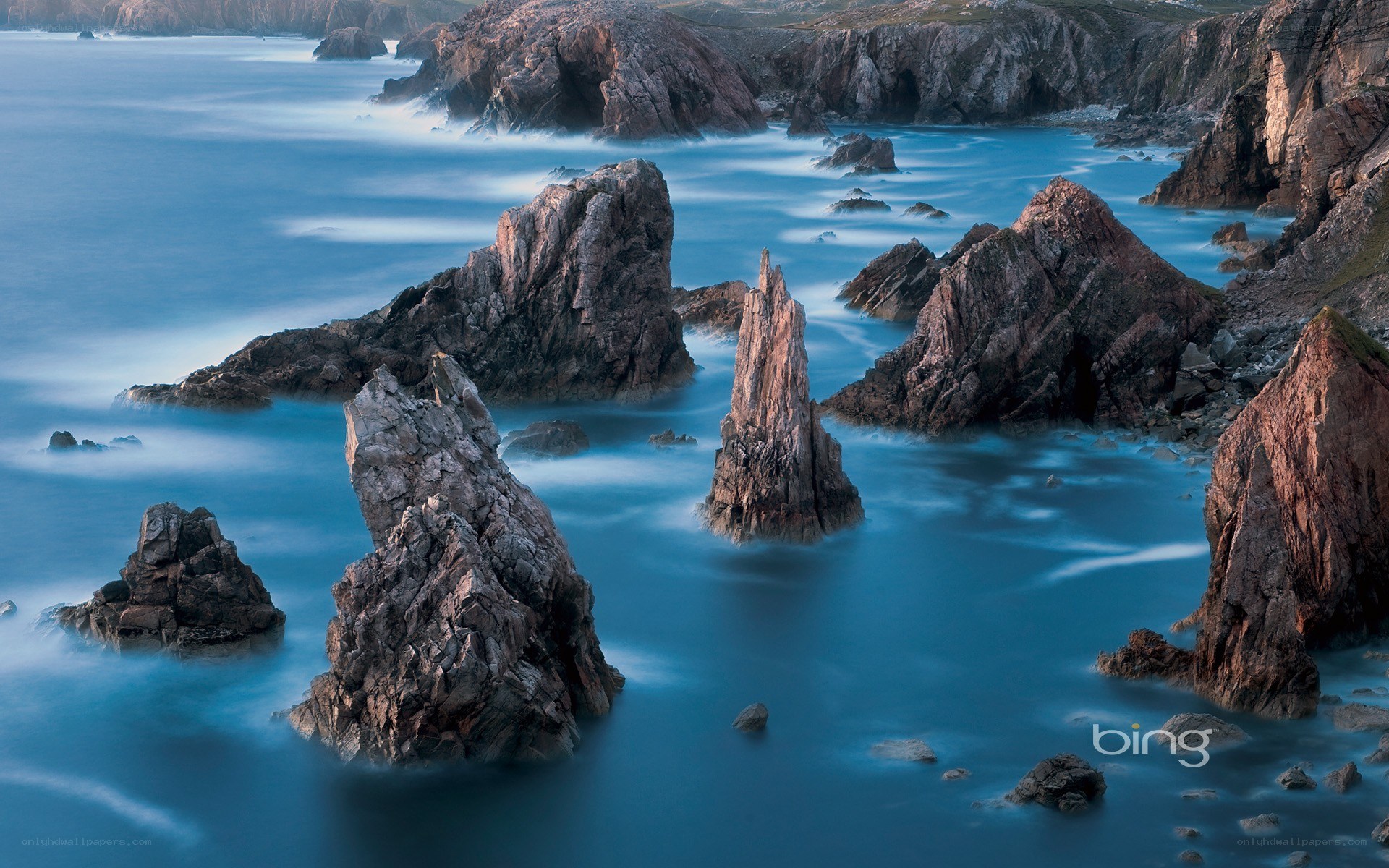 Rock formations in coastal waters