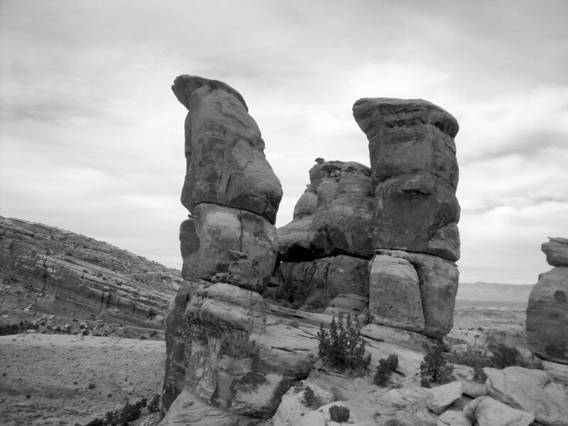 Rock Formations in Desert — Black, Dramatic