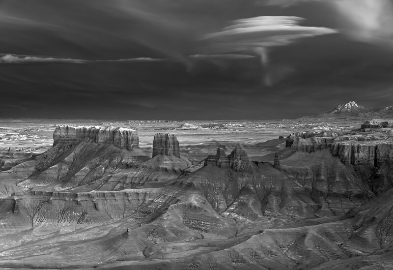Rock Formations in Desert — Black