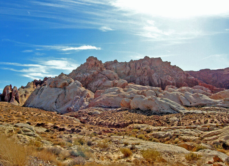 Rock Formations in Desert — Blue, Arid, Afternoon
