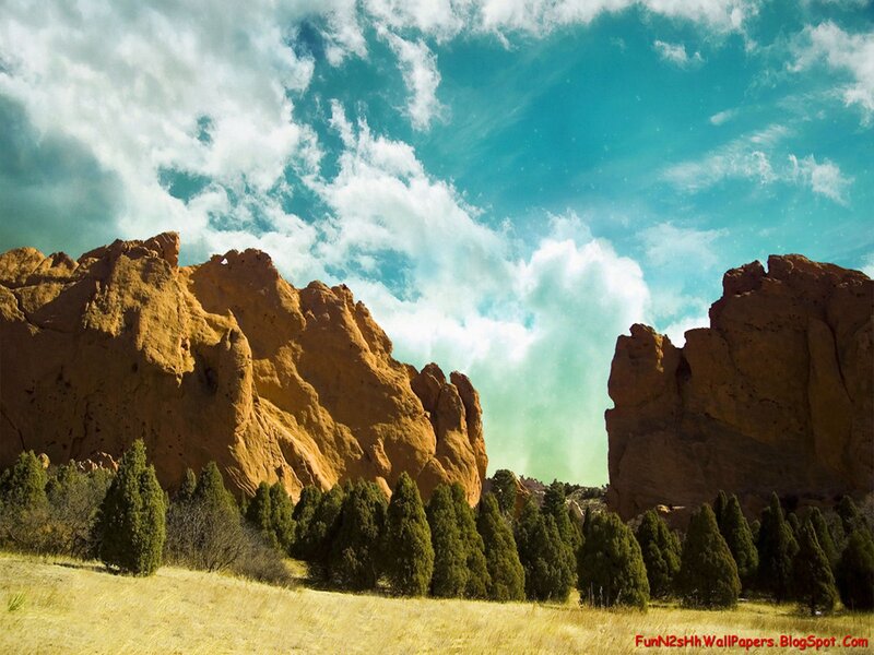 Rock Formations in Desert — Blue, Dramatic, Afternoon