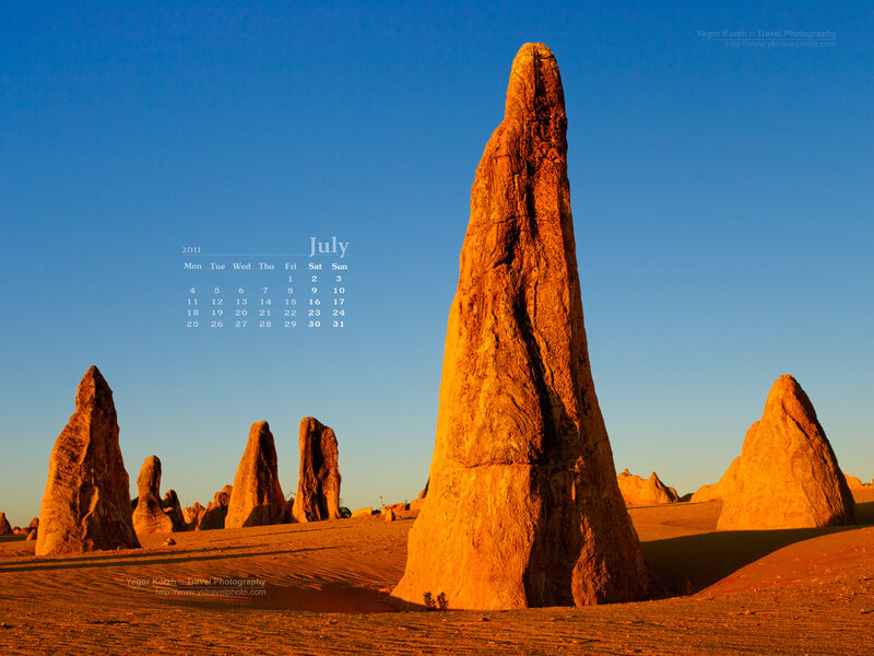 Rock Formations in Desert — Blue, Serene