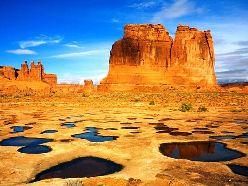 Rock Formations in Desert — Blue