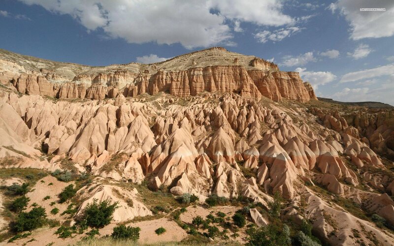 Rock Formations in Desert — Brown, Arid, Afternoon, Photograph, Cliffs