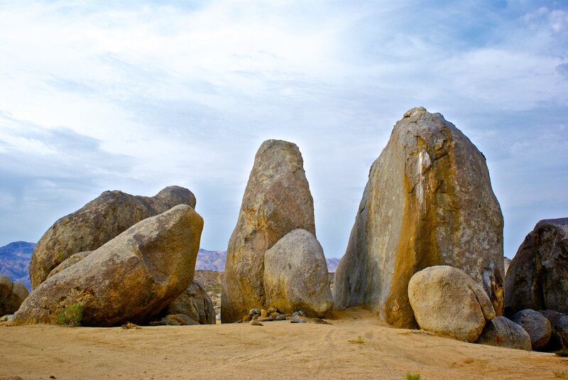 Rock Formations in Desert — Brown, Arid, Afternoon, Photograph, Sand