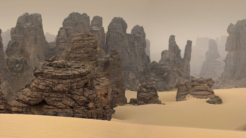 Rock Formations in Desert — Brown, Desolate