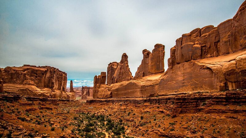 Rock Formations in Desert — Brown, Dramatic, Afternoon, Photograph