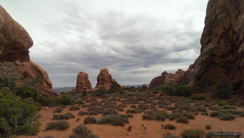 Rock Formations in Desert — Brown, Overcast