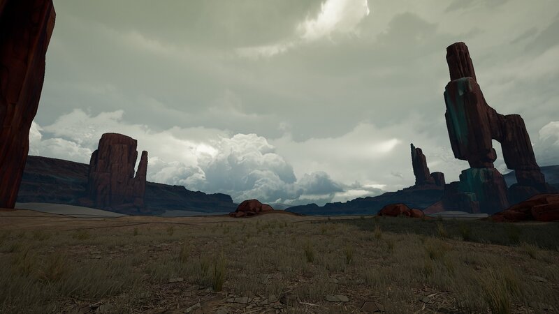 Rock Formations in Desert — Gray, Dramatic