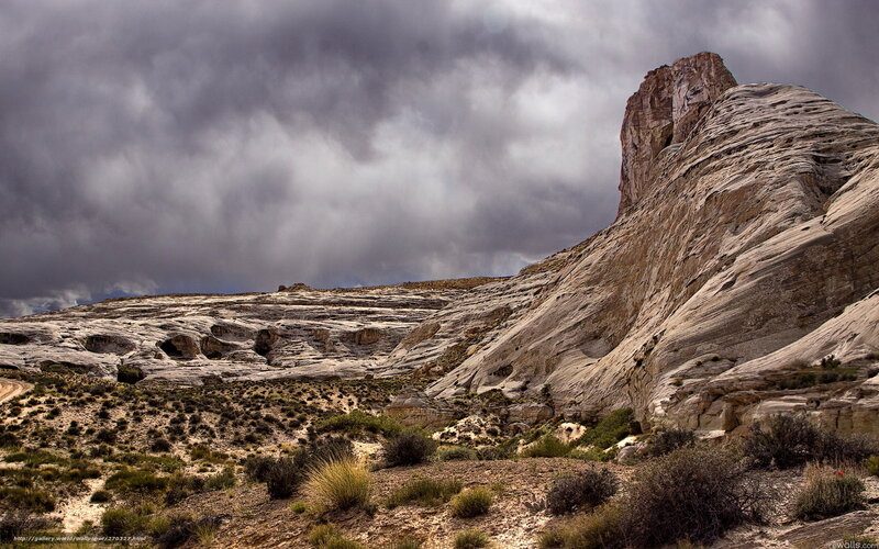 Rock Formations in Desert — Gray