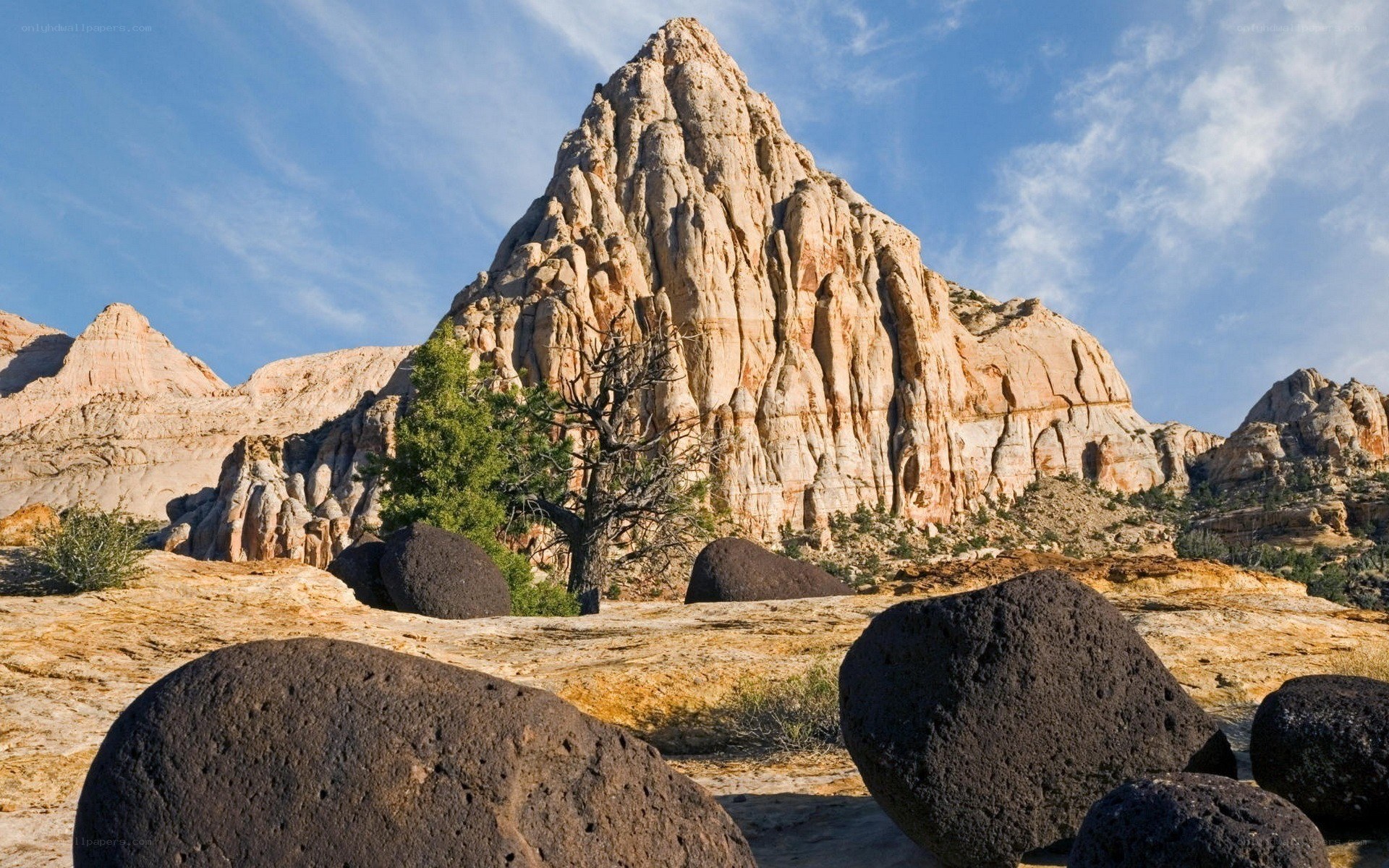 rock formations in desert landscape