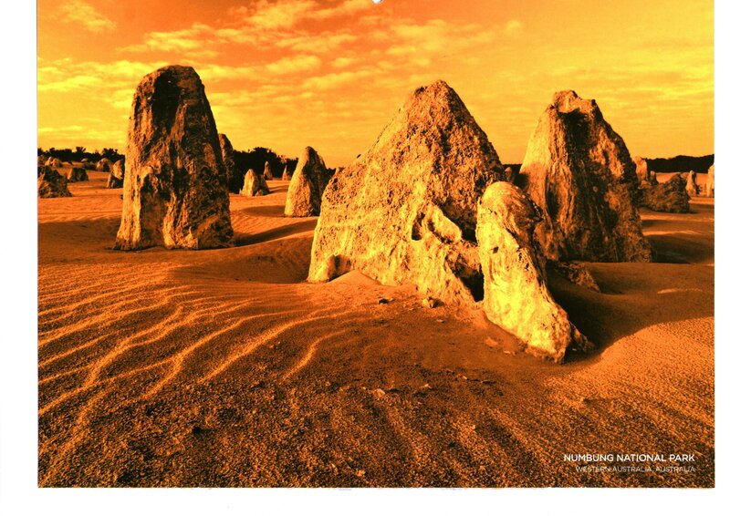 Rock Formations in Desert — Orange, Dramatic, Sunset, Photograph, Sand Dunes
