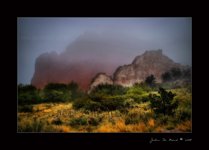 Rock Formations in Fog — Gray