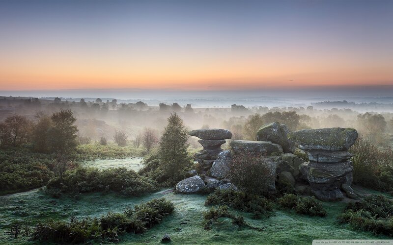 Rock Formations in Fog — Green