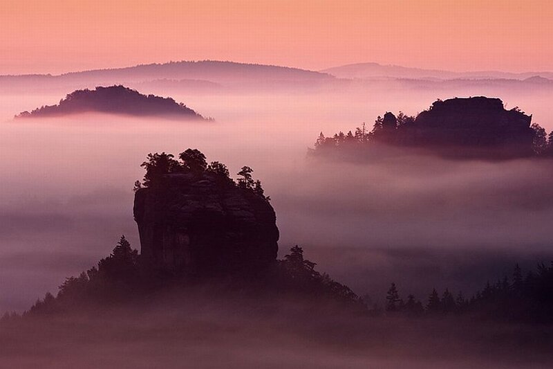 Rock Formations in Fog — Purple