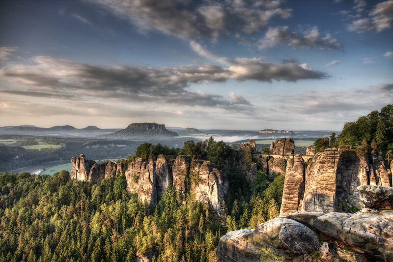 Rock Formations in Forest — Green, Dramatic
