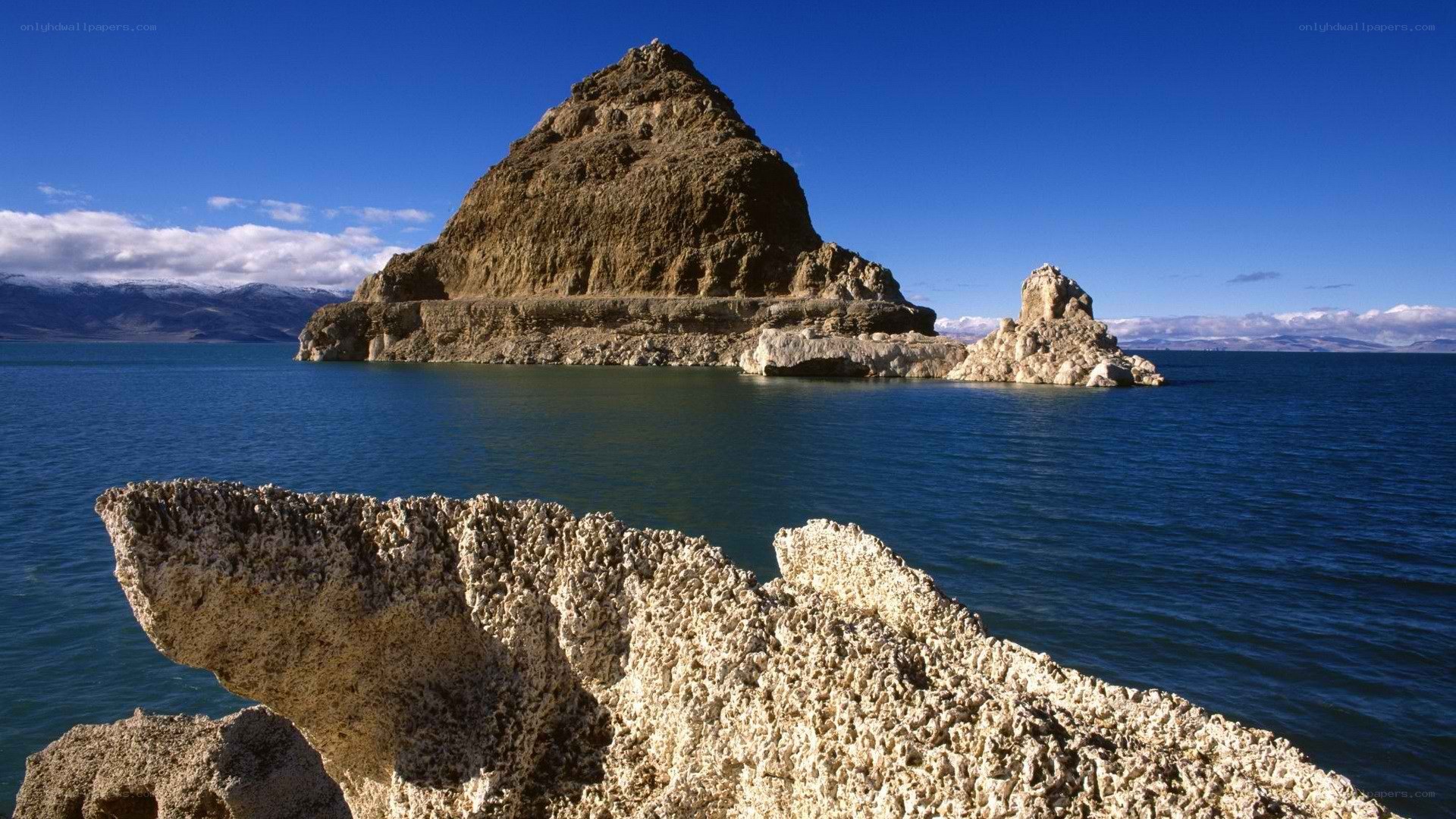 rock formations in lake