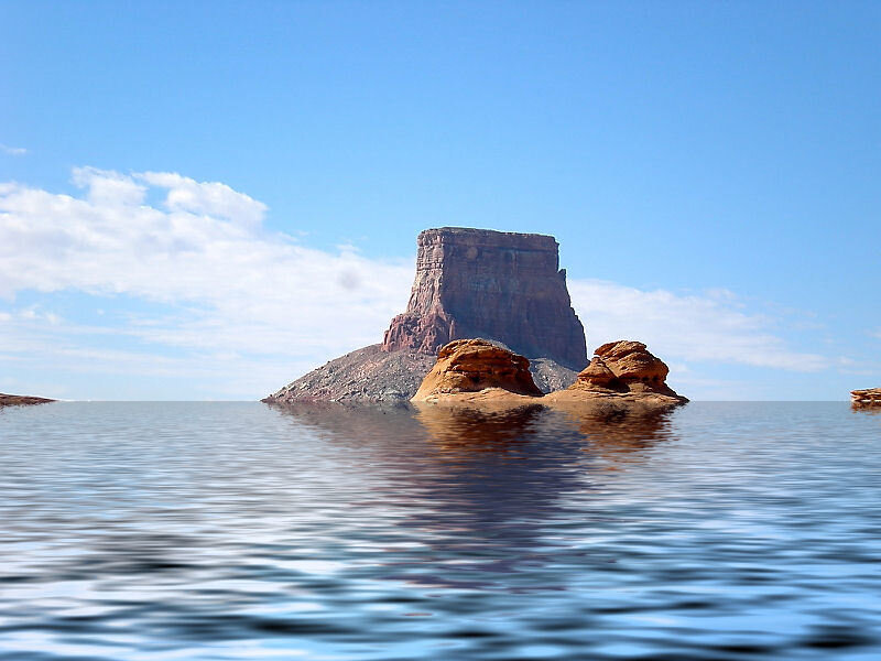 rock formations in lake