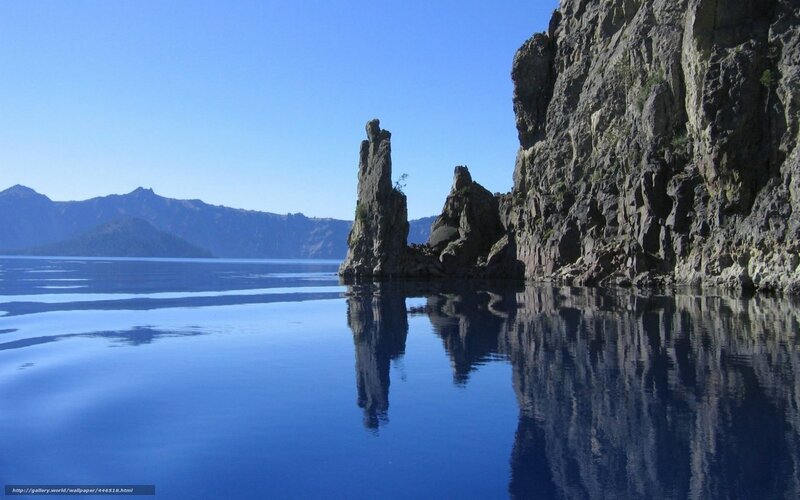 Rock Formations in Lake — Blue, Serene, Afternoon, Photograph, Mountains, Sky