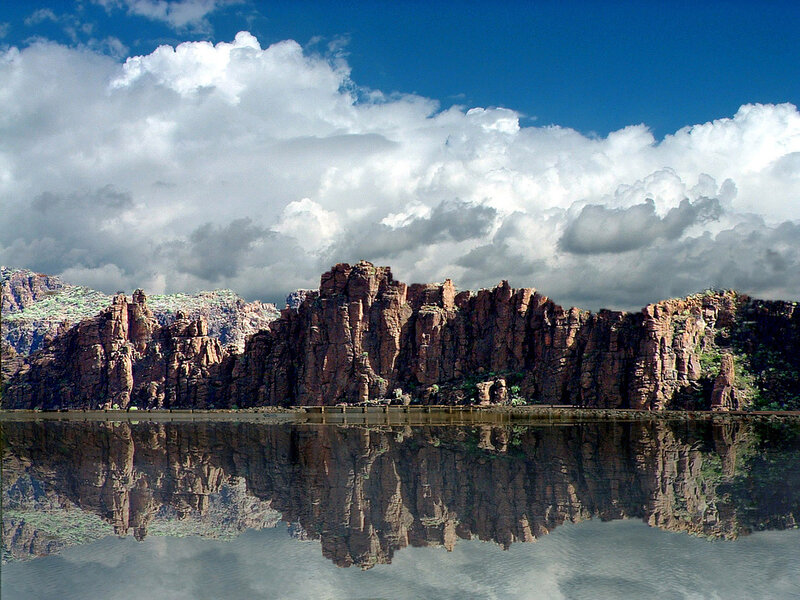 Rock Formations in Lake — Blue