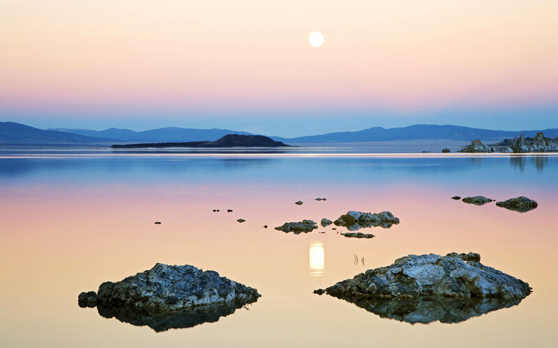 Rock Formations in Lake — Pink