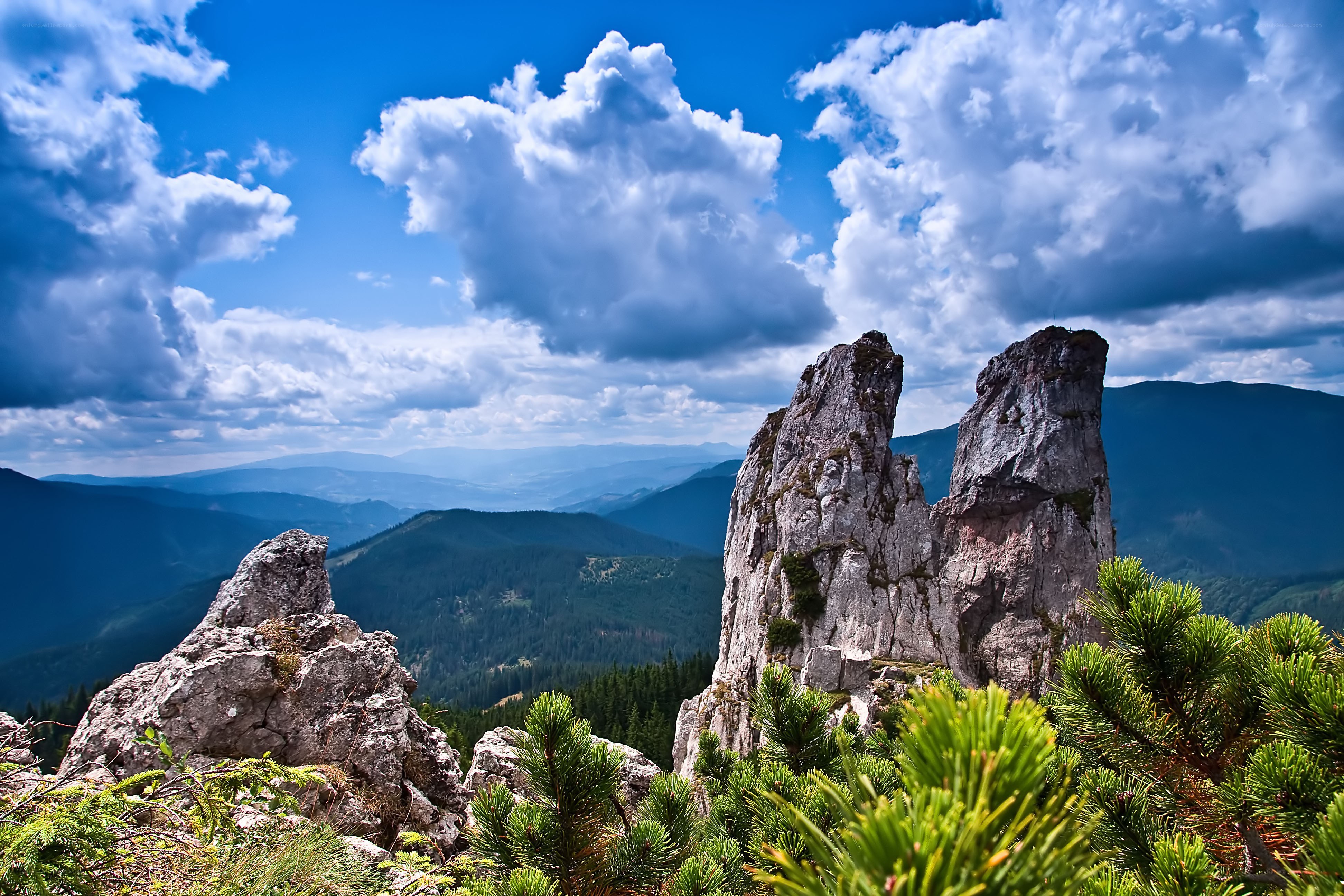Rock formations in mountain landscape