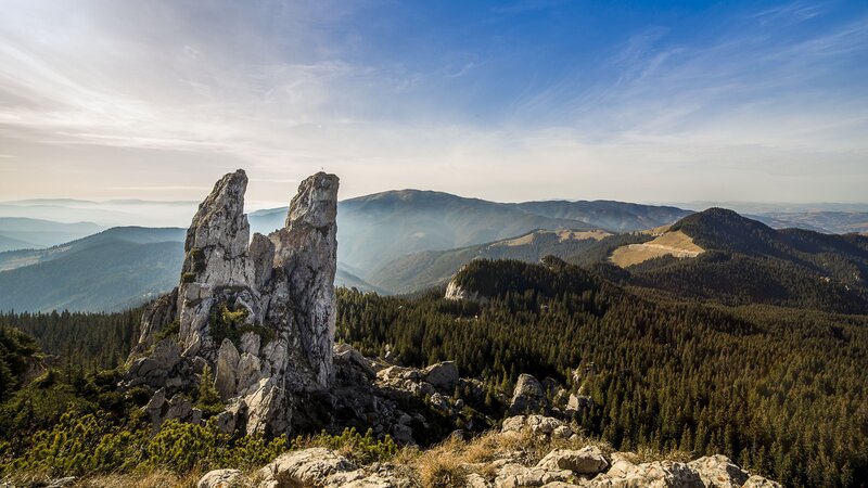 Rock Formations in Mountains — Blue, Serene